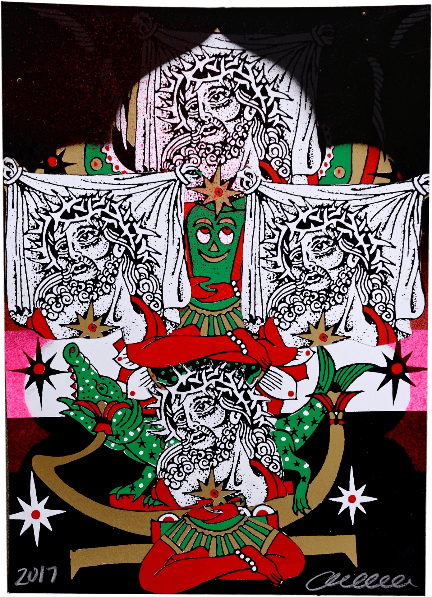 Psychedelic Gumby Santa Art PNG