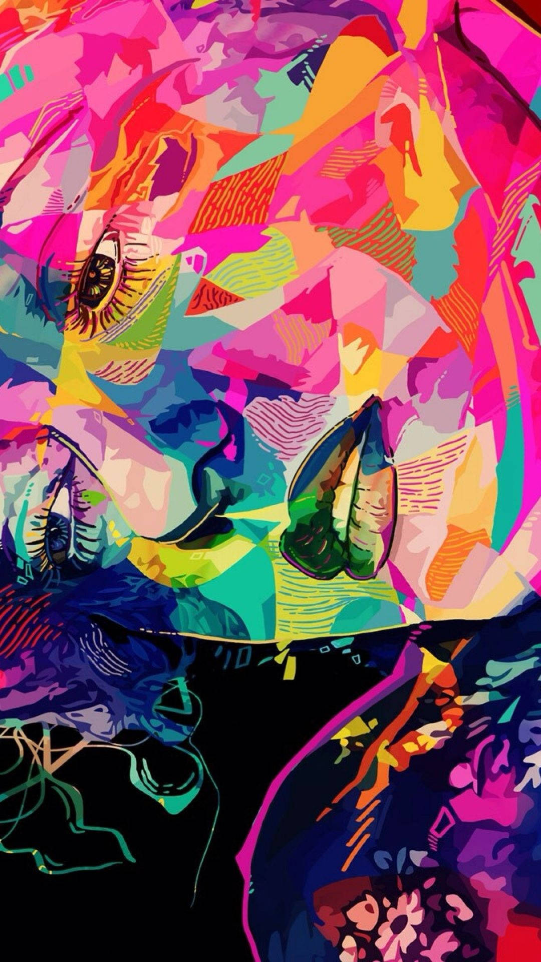 Psychedelic Iphone Face Eyes Lips Wallpaper