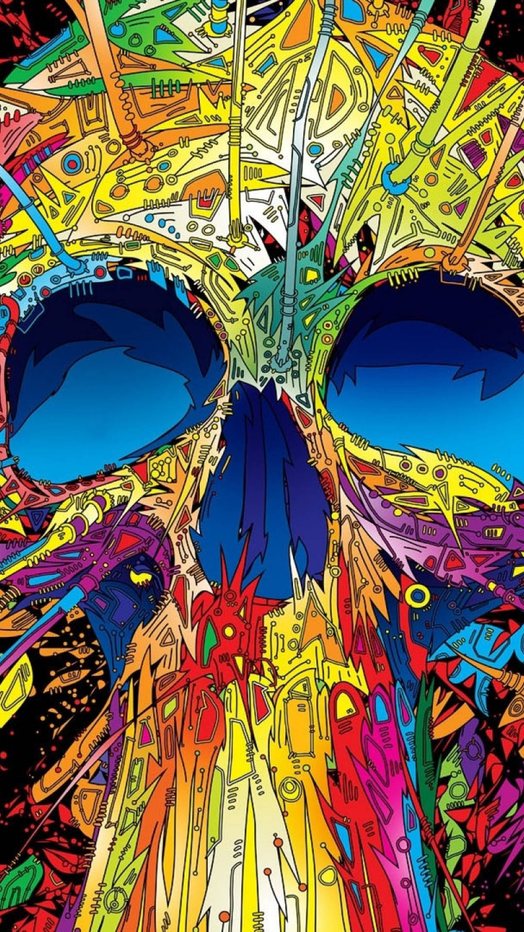 Psychedelic Iphone Skull Mechanical Objects Wallpaper