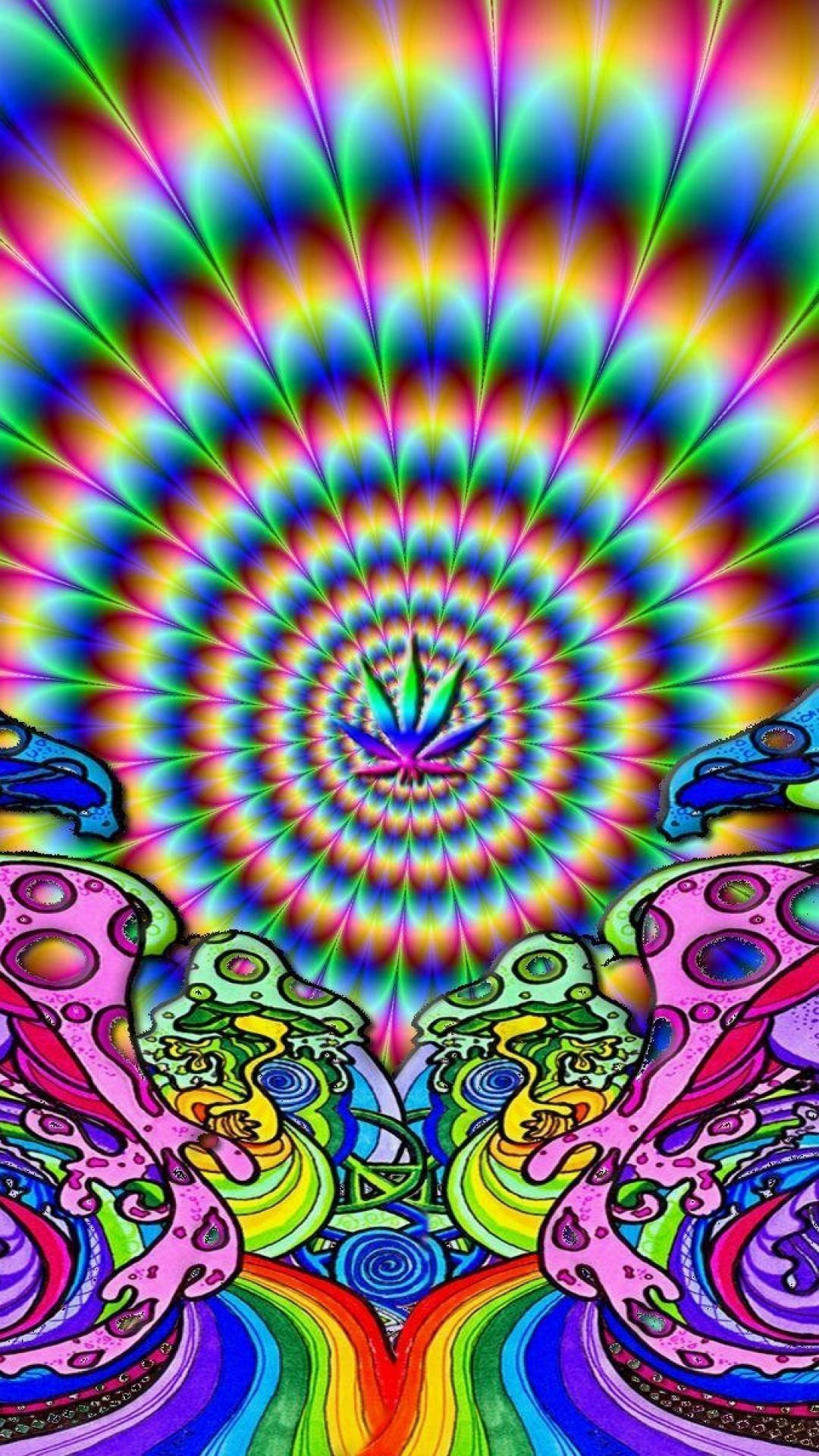 Psykadeliskiphone-marihuana Och Tunnel. Wallpaper
