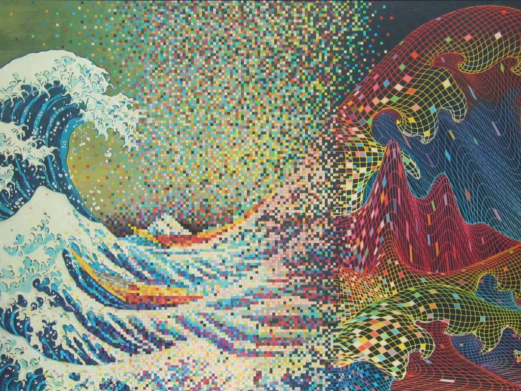 Psychedelic Japanese Wave Wallpaper