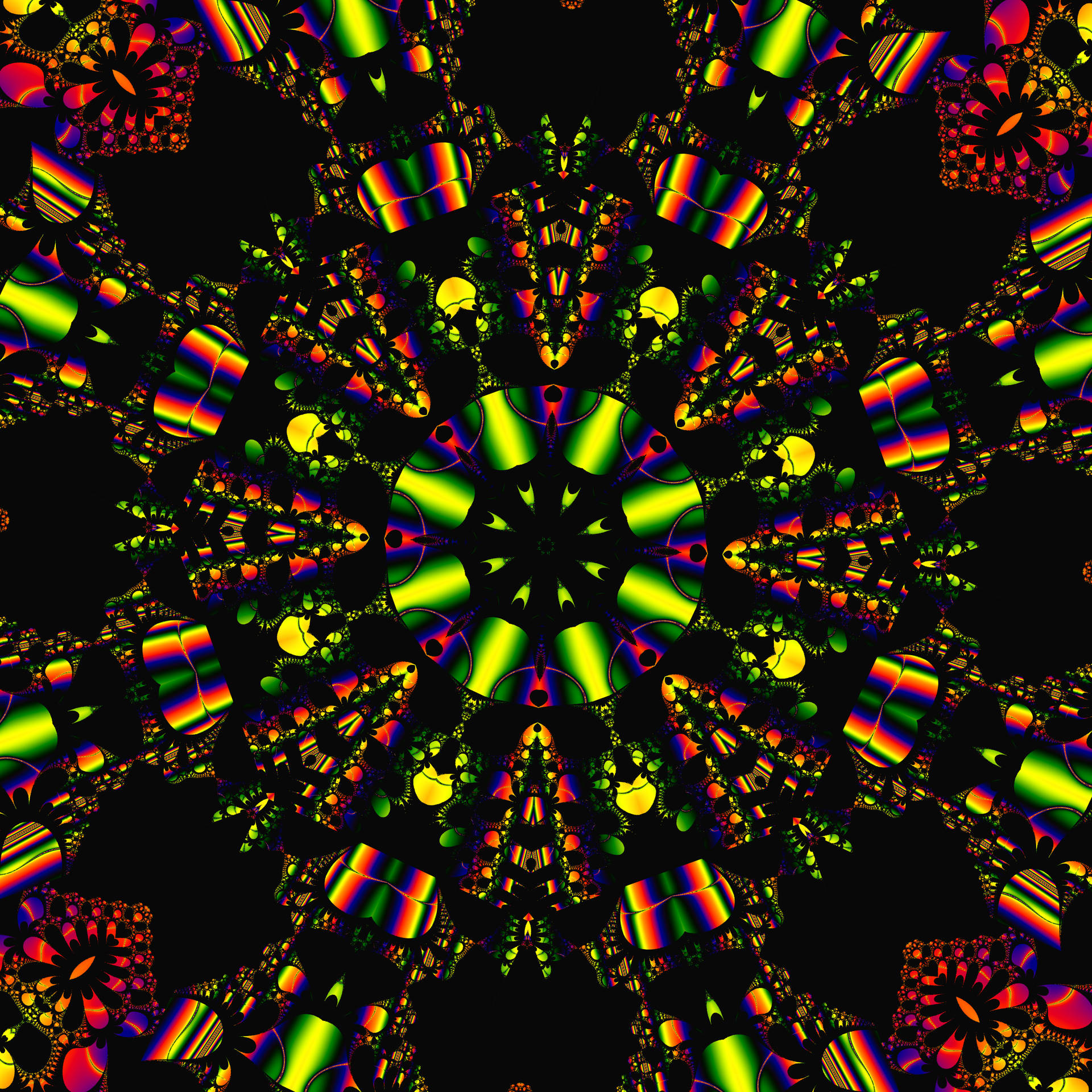 Psychedelic Kaleidoscope Fractal Pattern Wallpaper