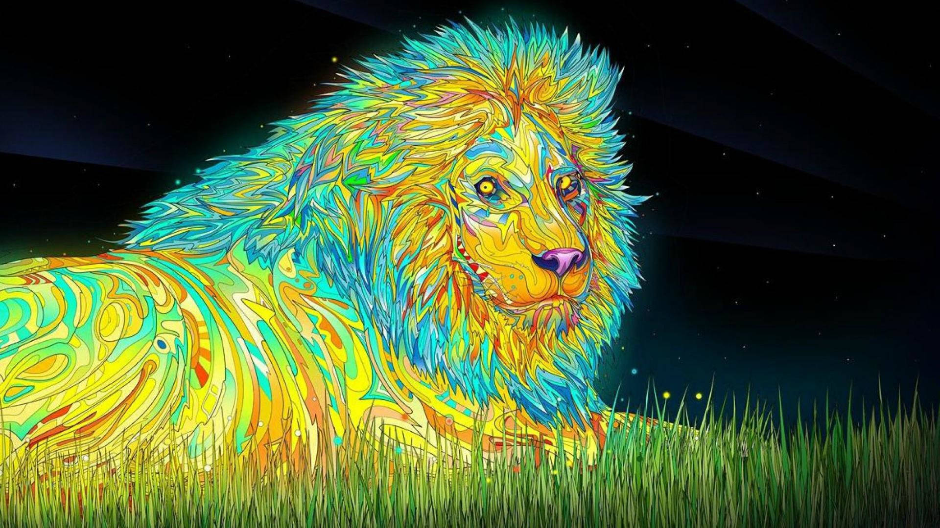 Psychedelic Lion Art Wallpaper