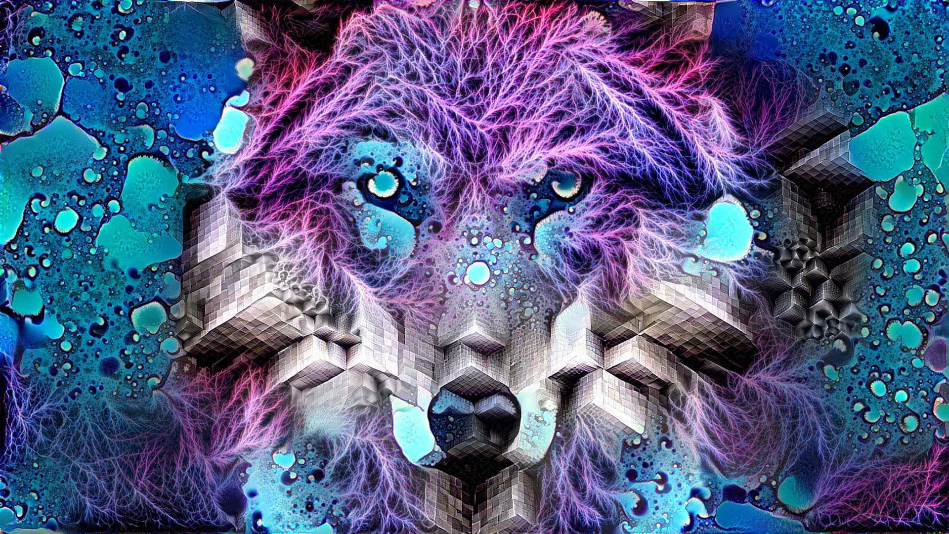 Psychedelic Lion Artwork Wallpaper