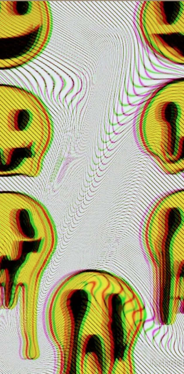 Psychedelic Melting Smiley Faces Wallpaper