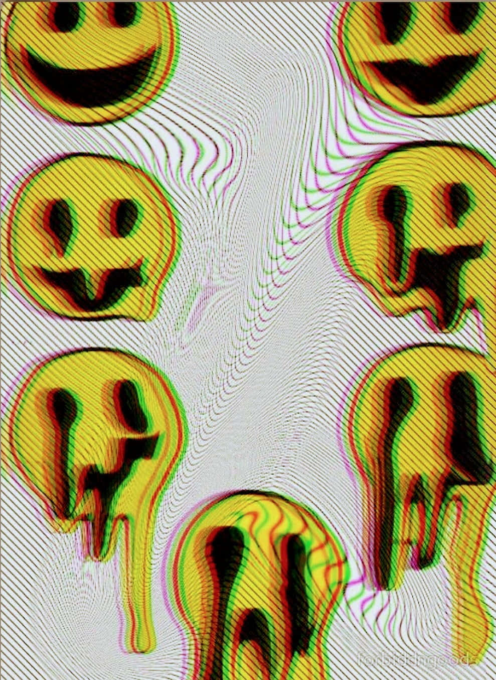 Psychedelic Melting Smiley Faces Wallpaper