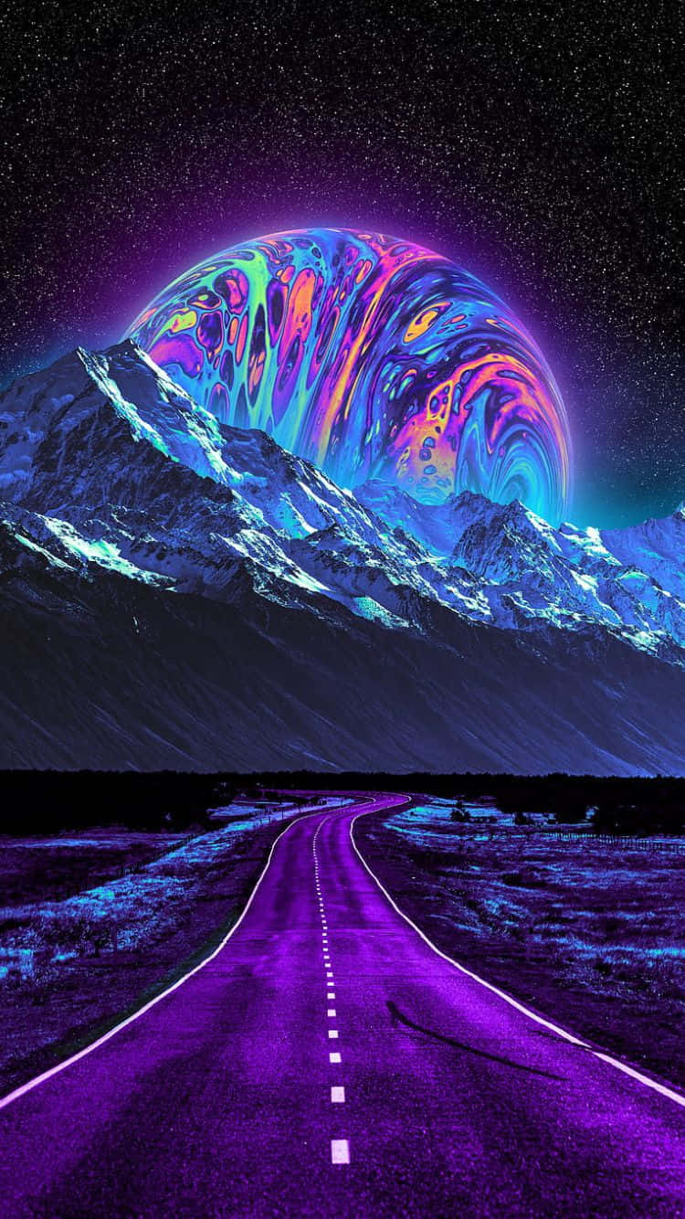 Psychedelic_ Mountain_ Road_ Under_ Starlit_ Sky Wallpaper