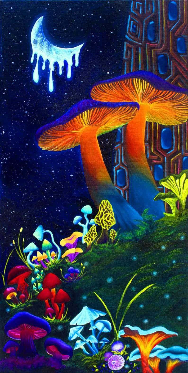 Psychedelic Mushroom Fantasy Art Wallpaper
