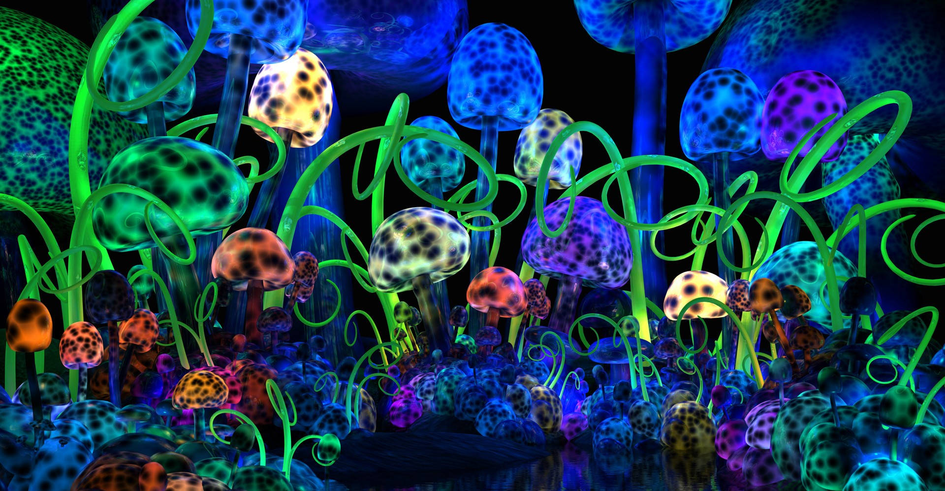 Glowing Psychedelic Mushroom Wallpaper