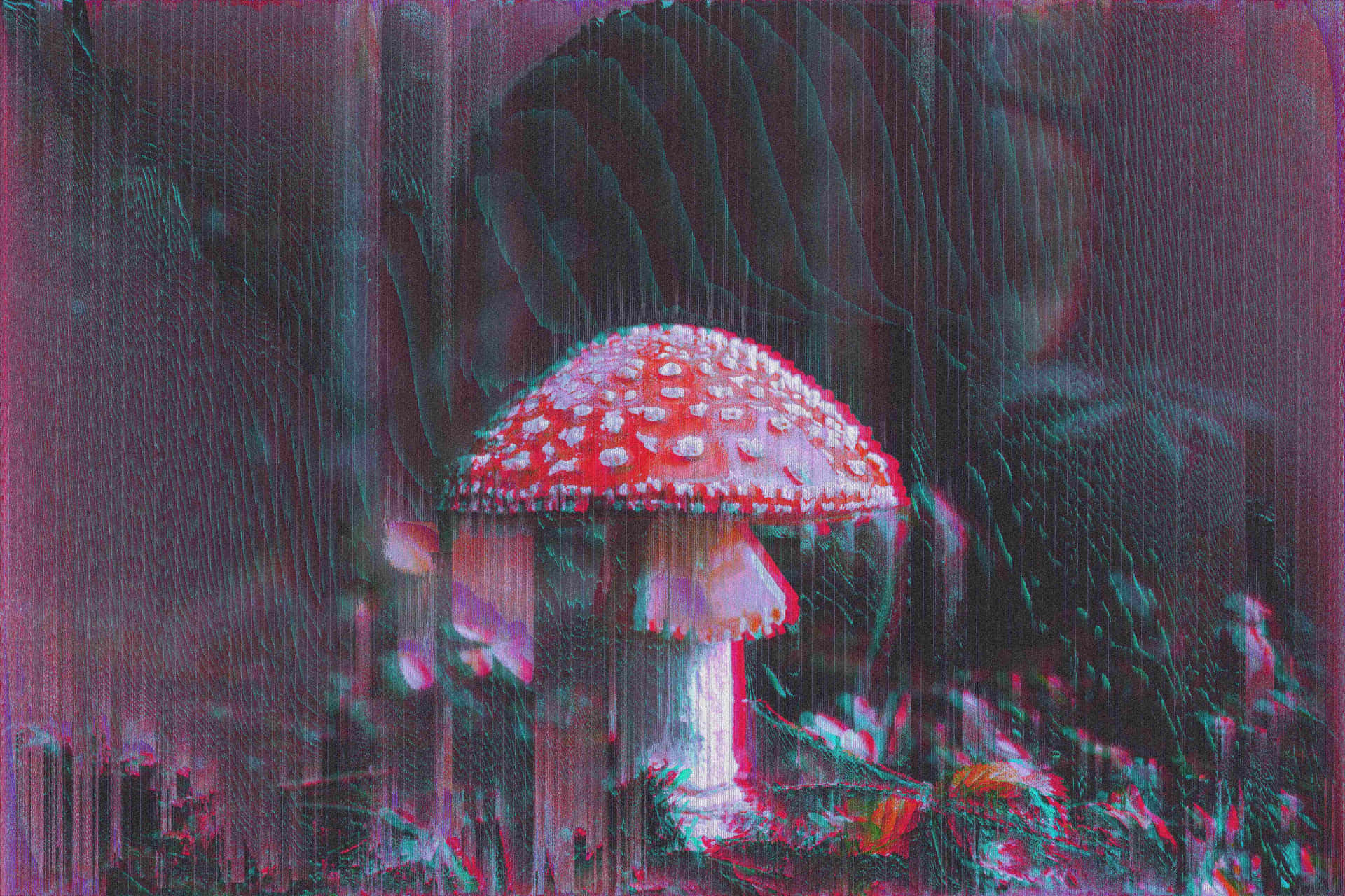 Psychedelic Mushroom Glitch Art Wallpaper