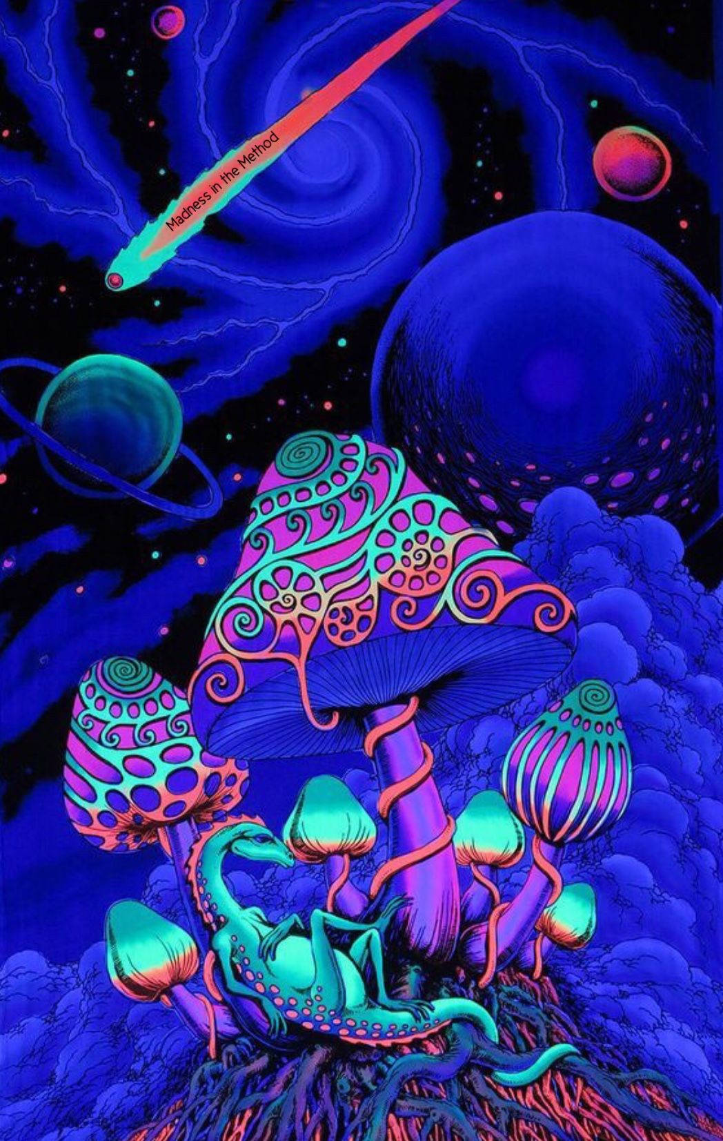 Psychedelic Mushroom on a Sunny Meadow Wallpaper