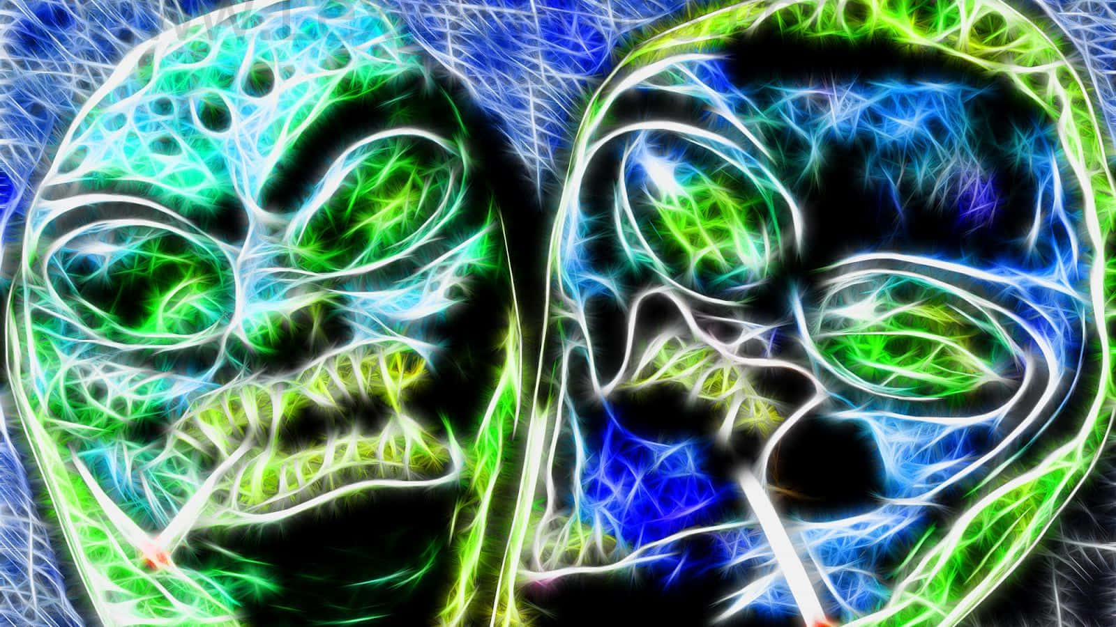 Dazzling Psychedelic Neon Lights in a Dark Room Wallpaper
