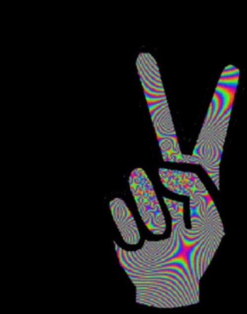 Psychedelic Peace Sign Hand PNG