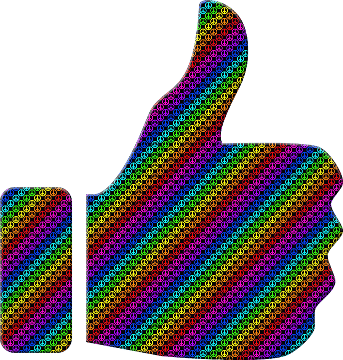 Psychedelic Peace Sign Thumbs Up PNG