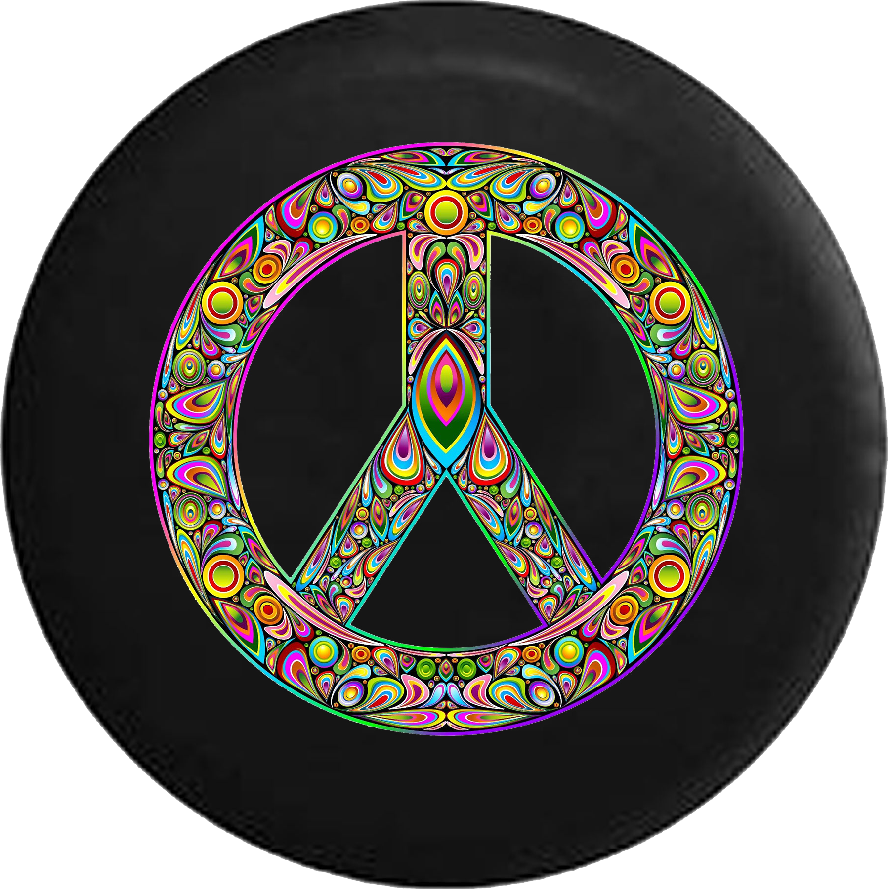 Psychedelic Peace Symbol Vinyl Record PNG