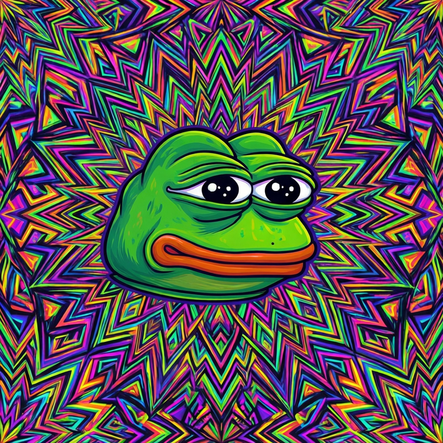 Psychedelisches Pepe-Muster Wallpaper