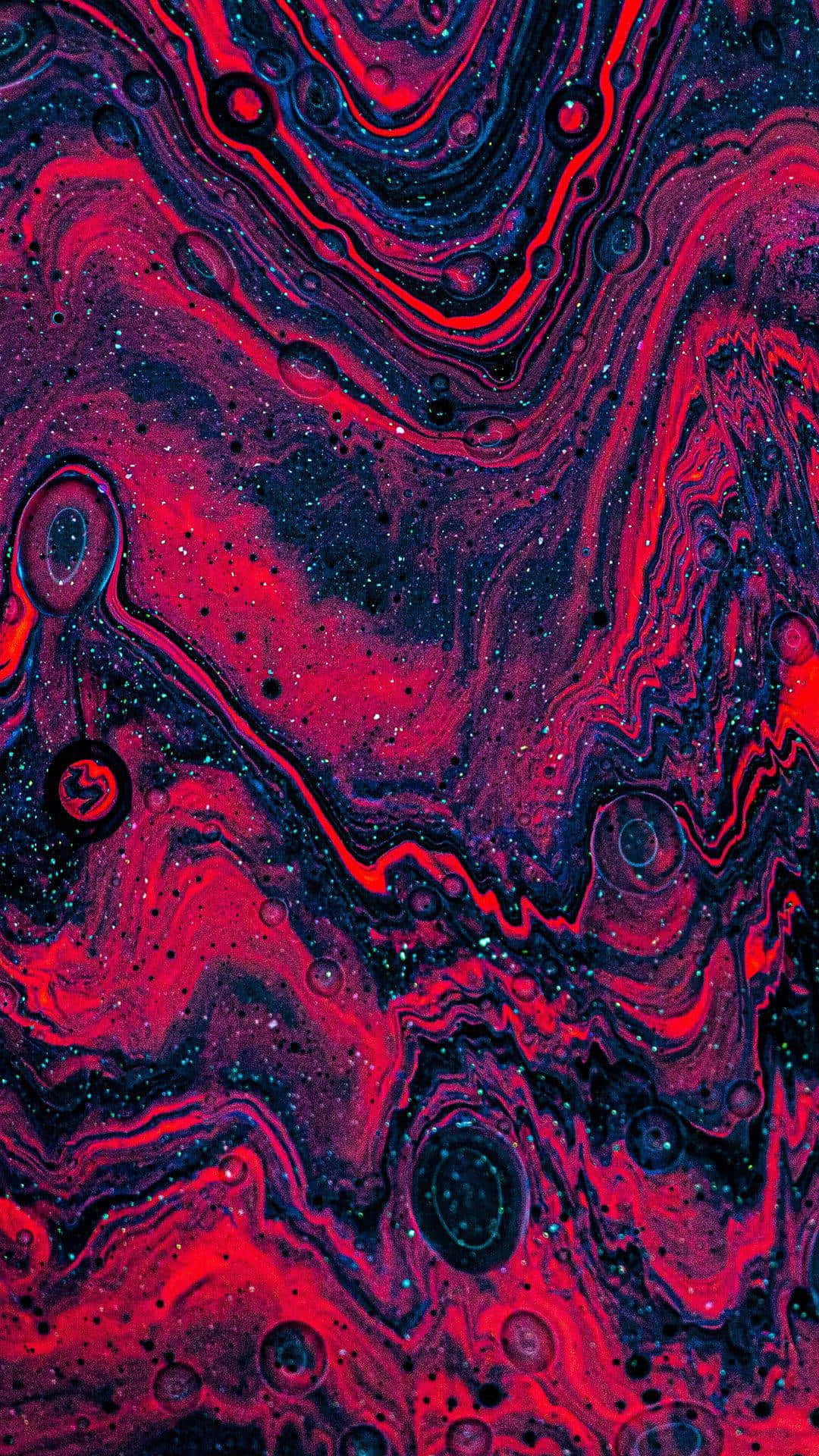 Psychedelic Red Blue Fluid Art Pattern Wallpaper