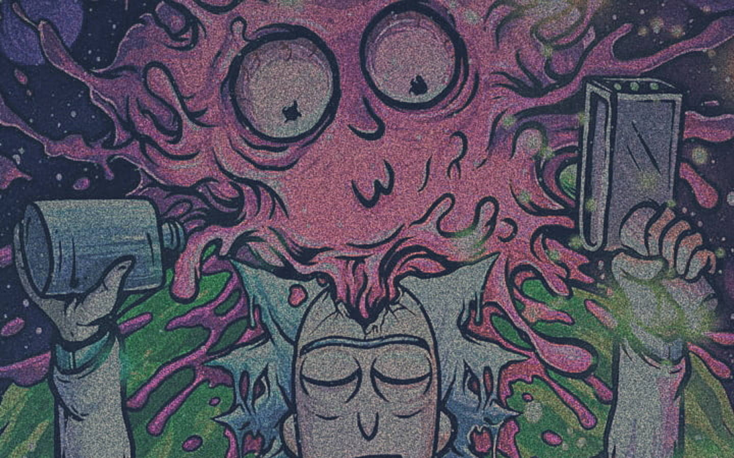 Psychedelic Rick And Morty Trippy Brain Wallpaper
