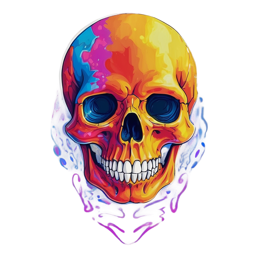 Psychedelic Skull Artwork Png D PNG