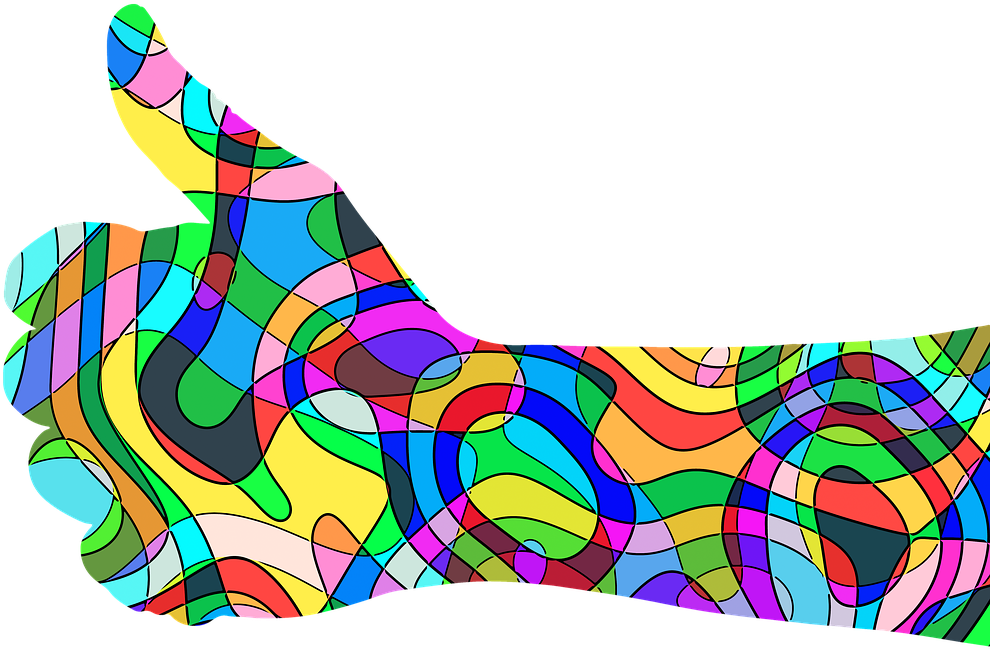Psychedelic Thumbs Up Pattern PNG