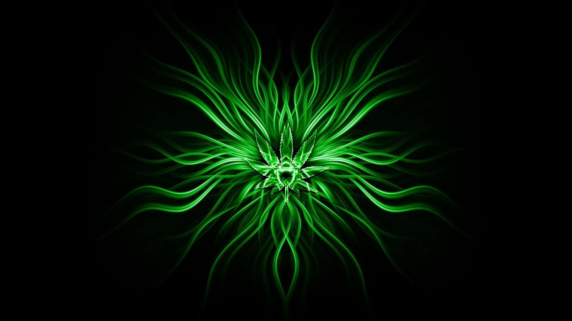 Psychedelic Weed Green Art Wallpaper
