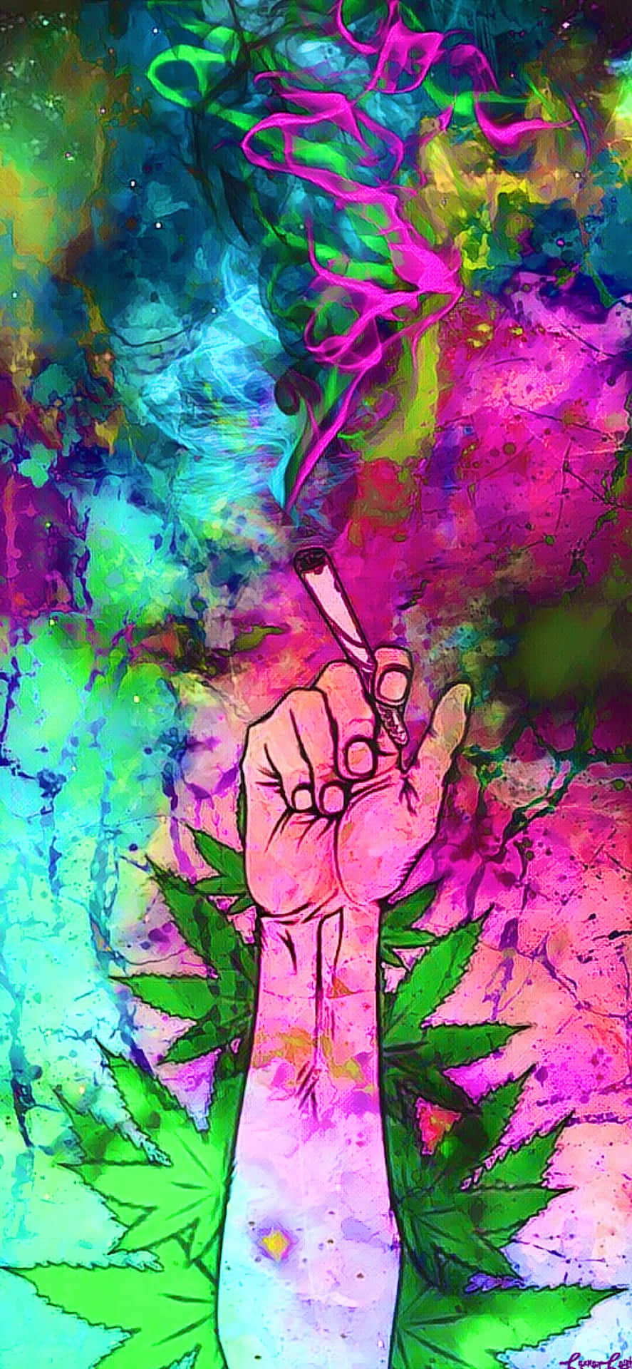 Psykedeliskcannabis Cigarrkonst. Wallpaper