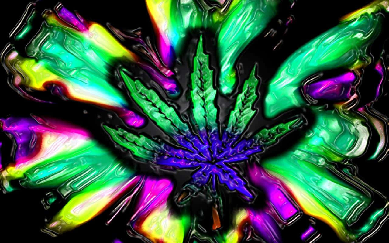 Artepsicodélico De Marihuana En Tonos Morado Y Verde Fondo de pantalla