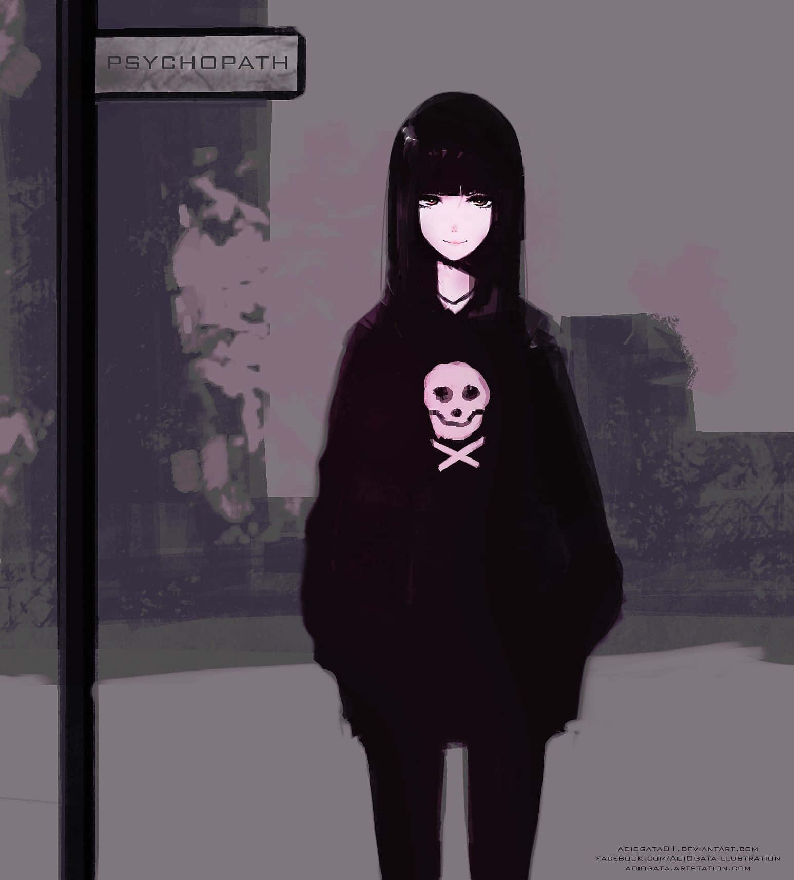 Download Intense, Mysterious Dark Anime Girl Wallpaper