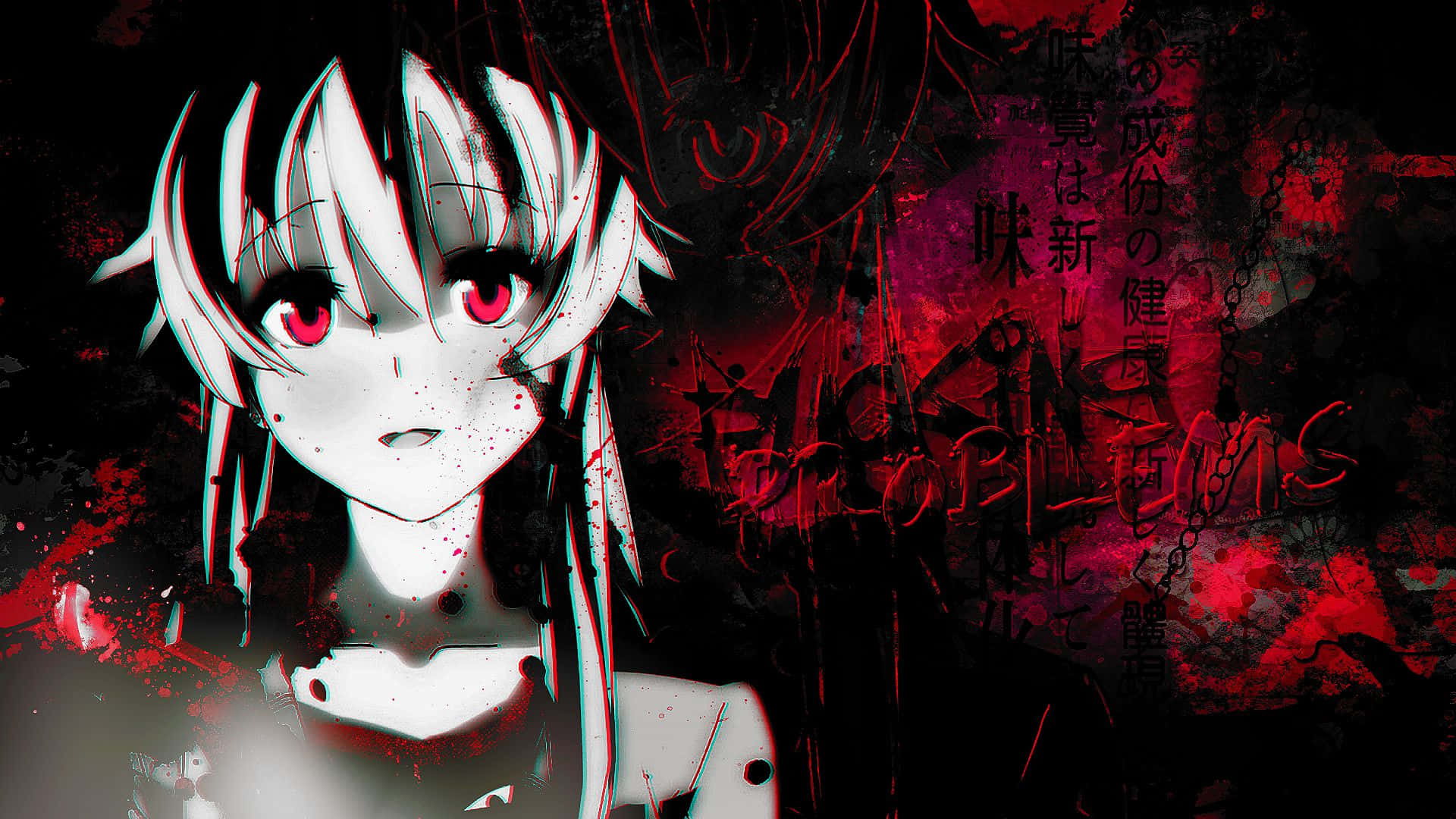 Psycho Anime Girl Lurks in the Shadows Wallpaper