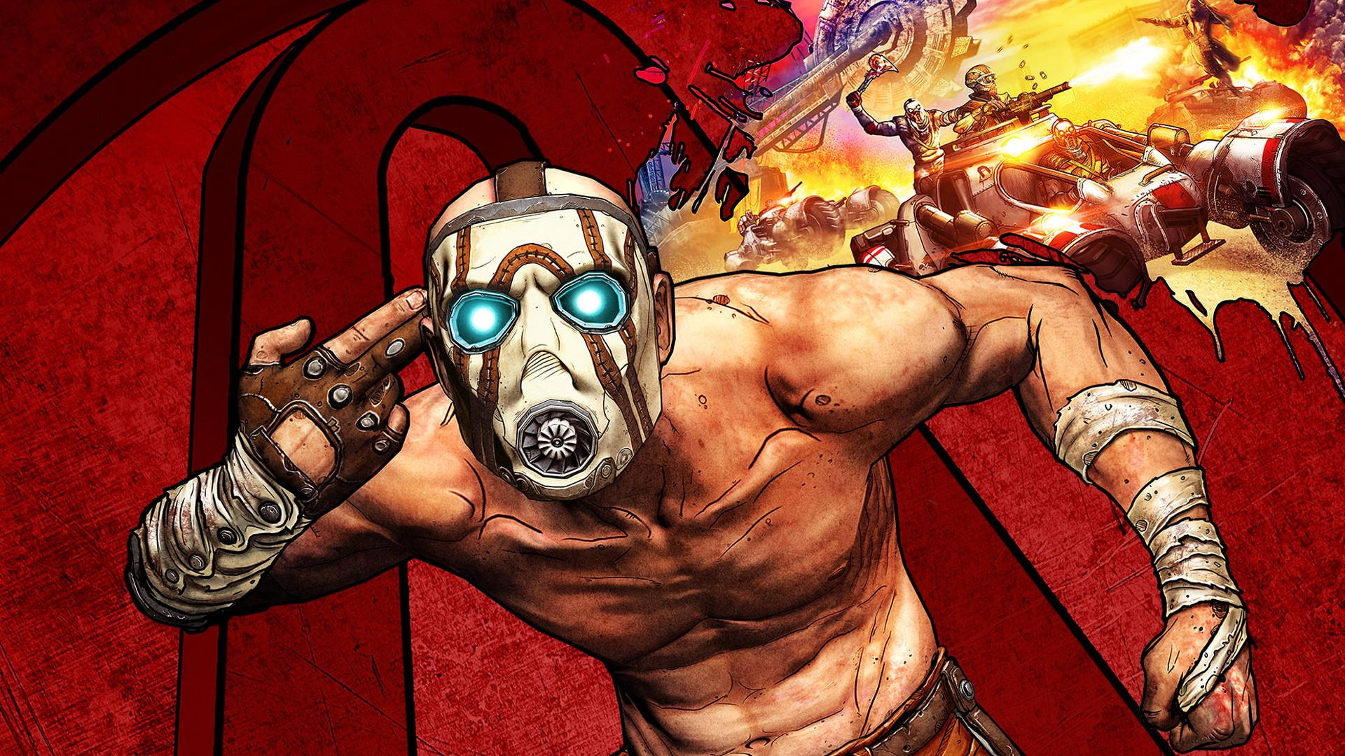 Join the chaos of Pandora with the nefarious Borderlands Psycho Wallpaper