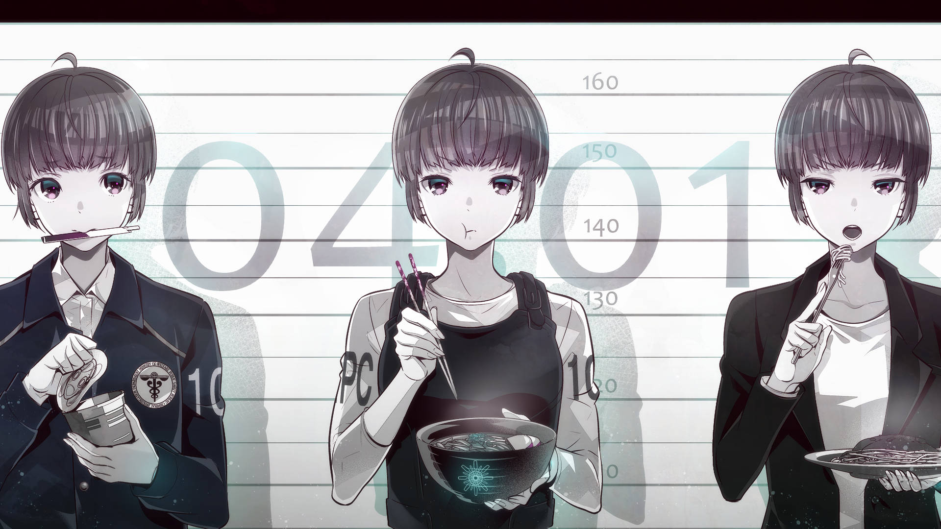Psycho Pass Spiser Akane Tsunemori Charcoal Grå Tapet Wallpaper