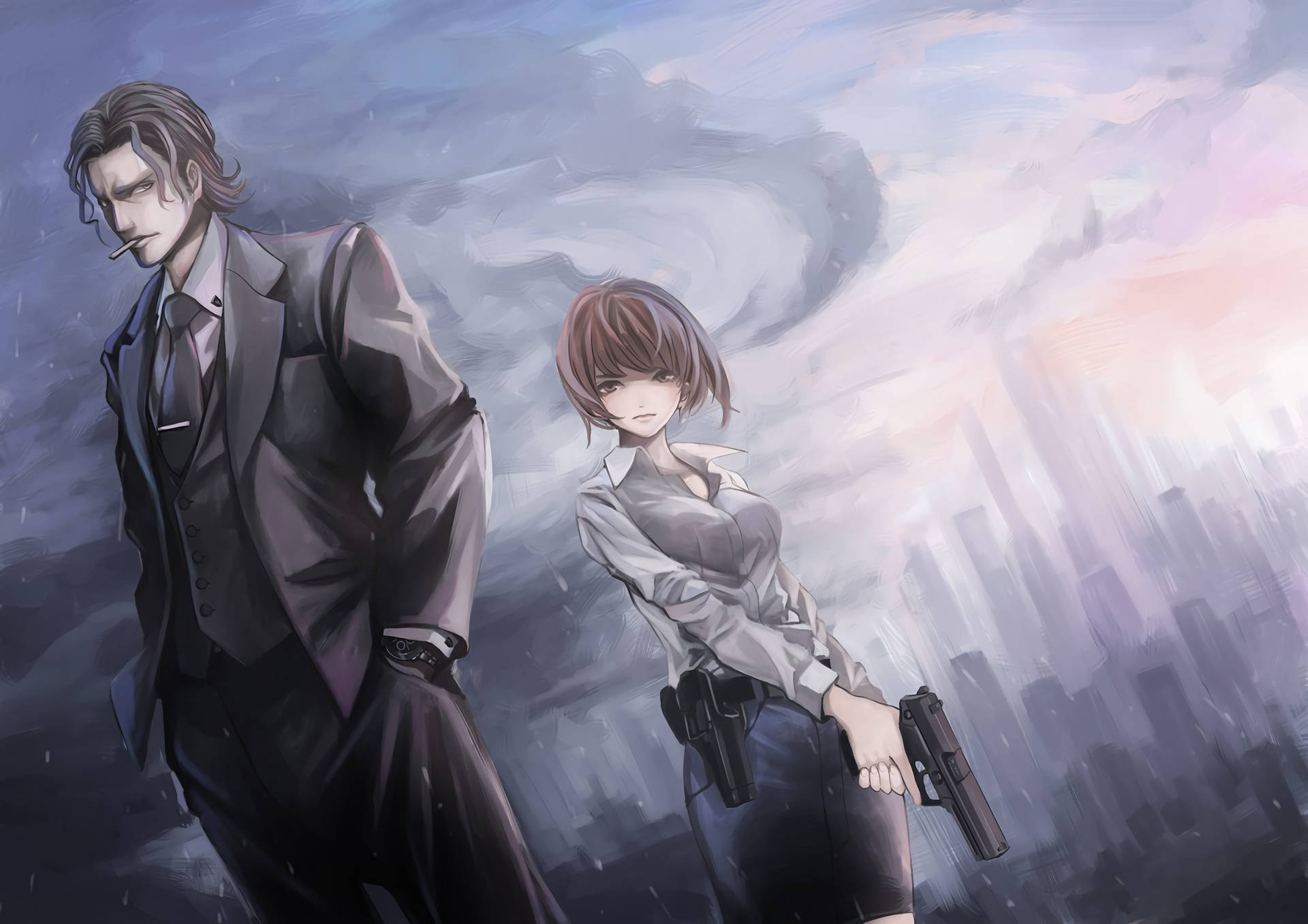 Psychopass Togane Och Akane - (this Is Already In Swedish, But Here Is A Translation To English: Psycho Pass Togane And Akane) För Desktop-tapet Eller Mobil Tapet. Wallpaper