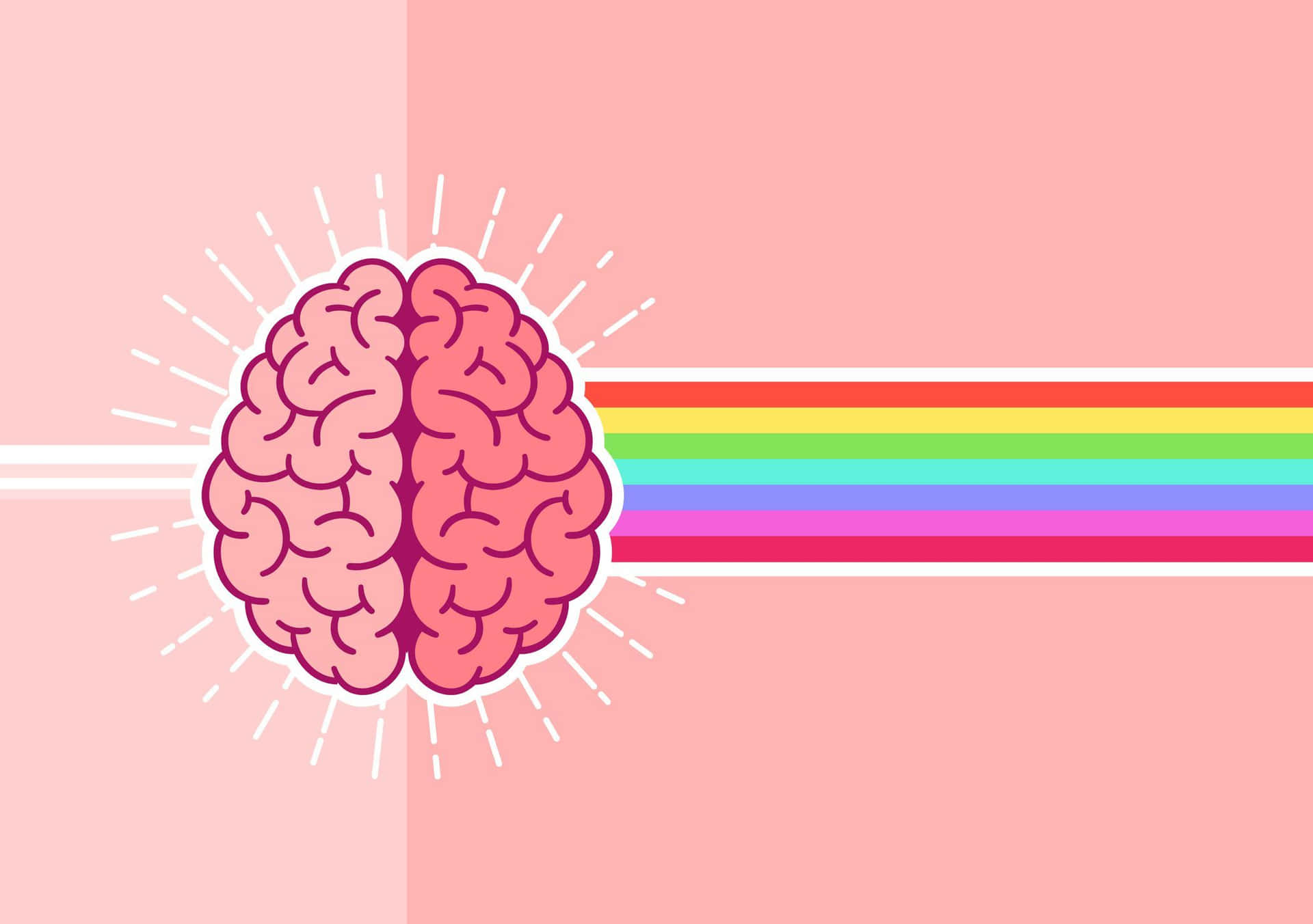 A Brain With A Rainbow Background