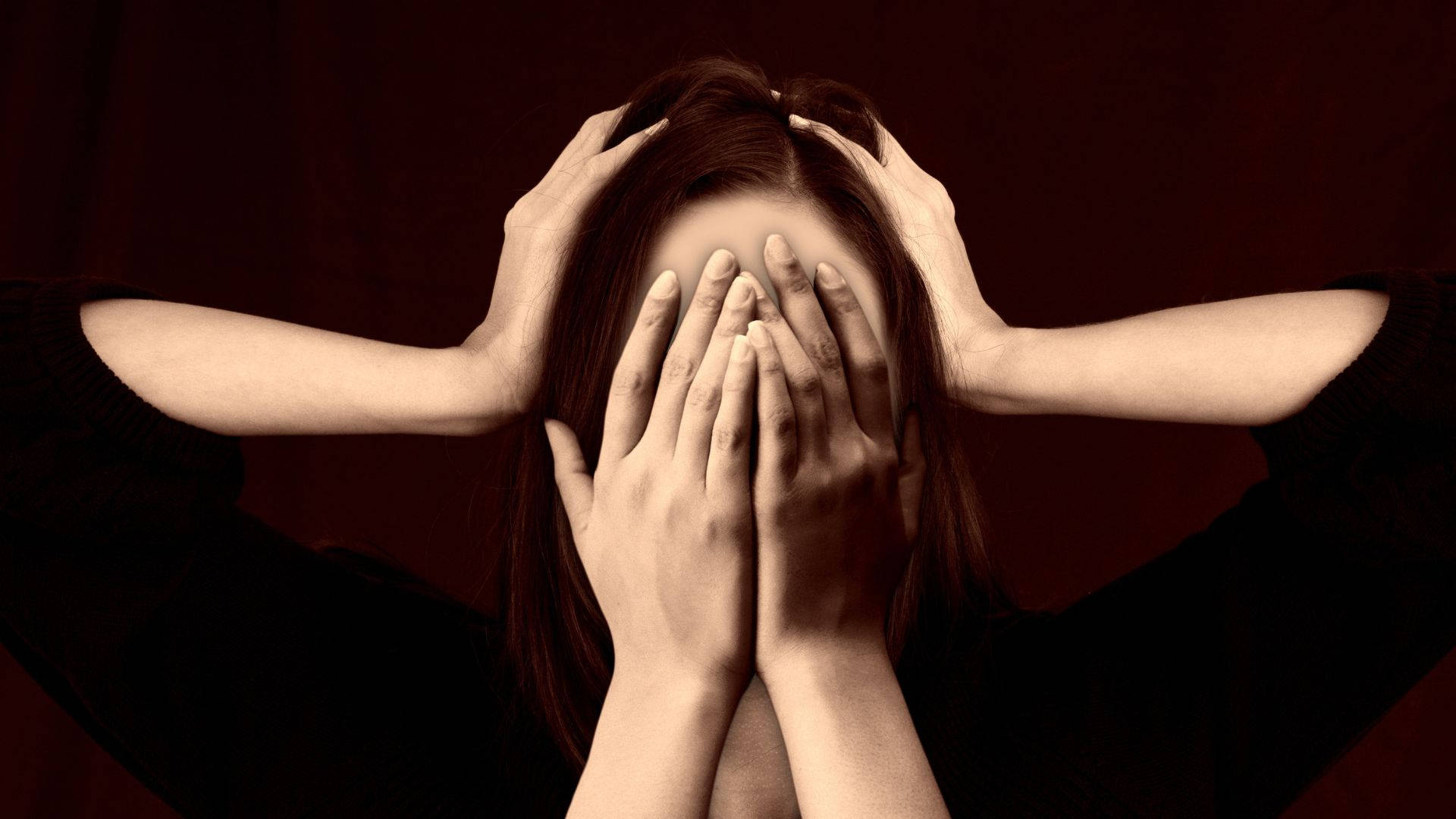 Psychology Depressed Woman Face Palm Wallpaper