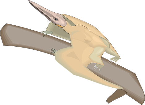 Pterosaur_ Perched_on_ Branch PNG