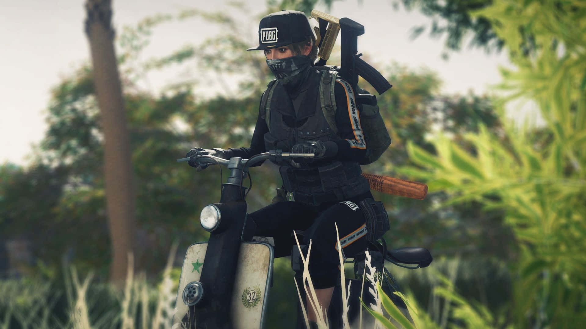 Female Character Rides Scooter PUBG 1920x1080 Wallpaper
