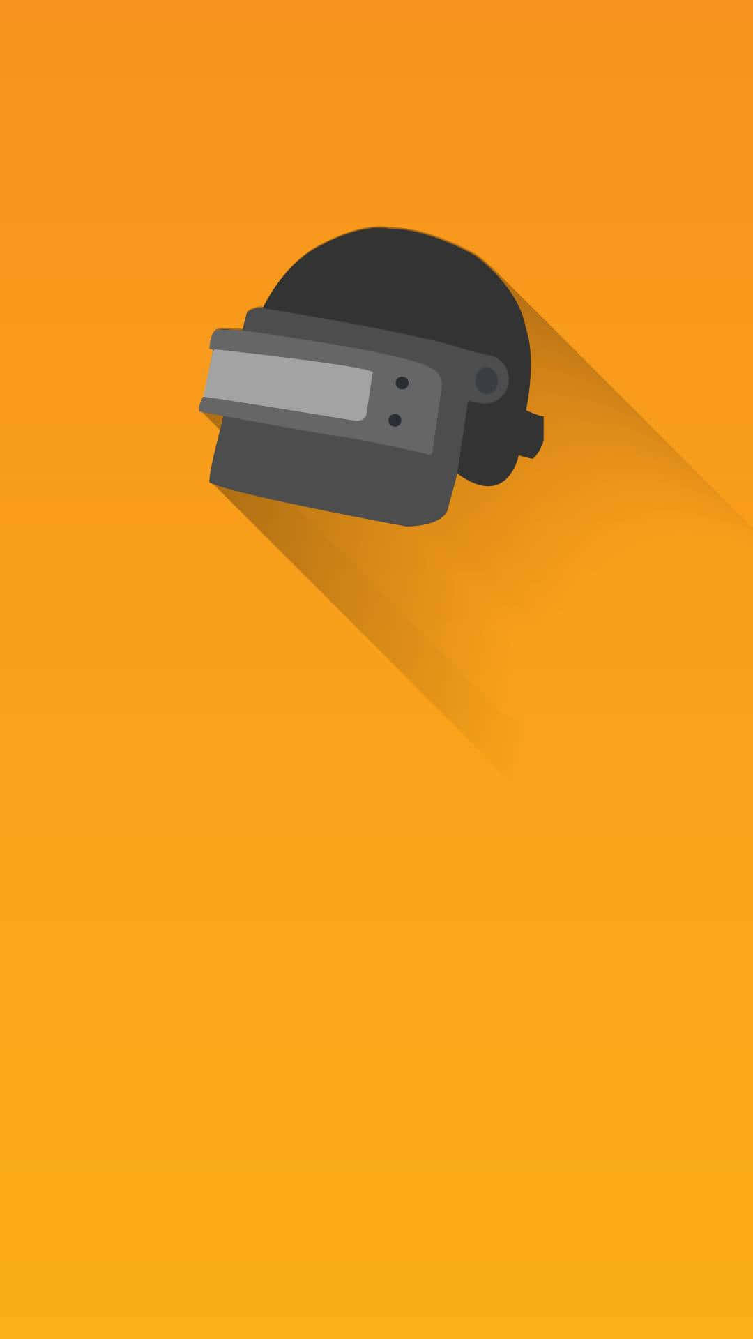 A Flat Icon Of A Helmet On An Orange Background Wallpaper