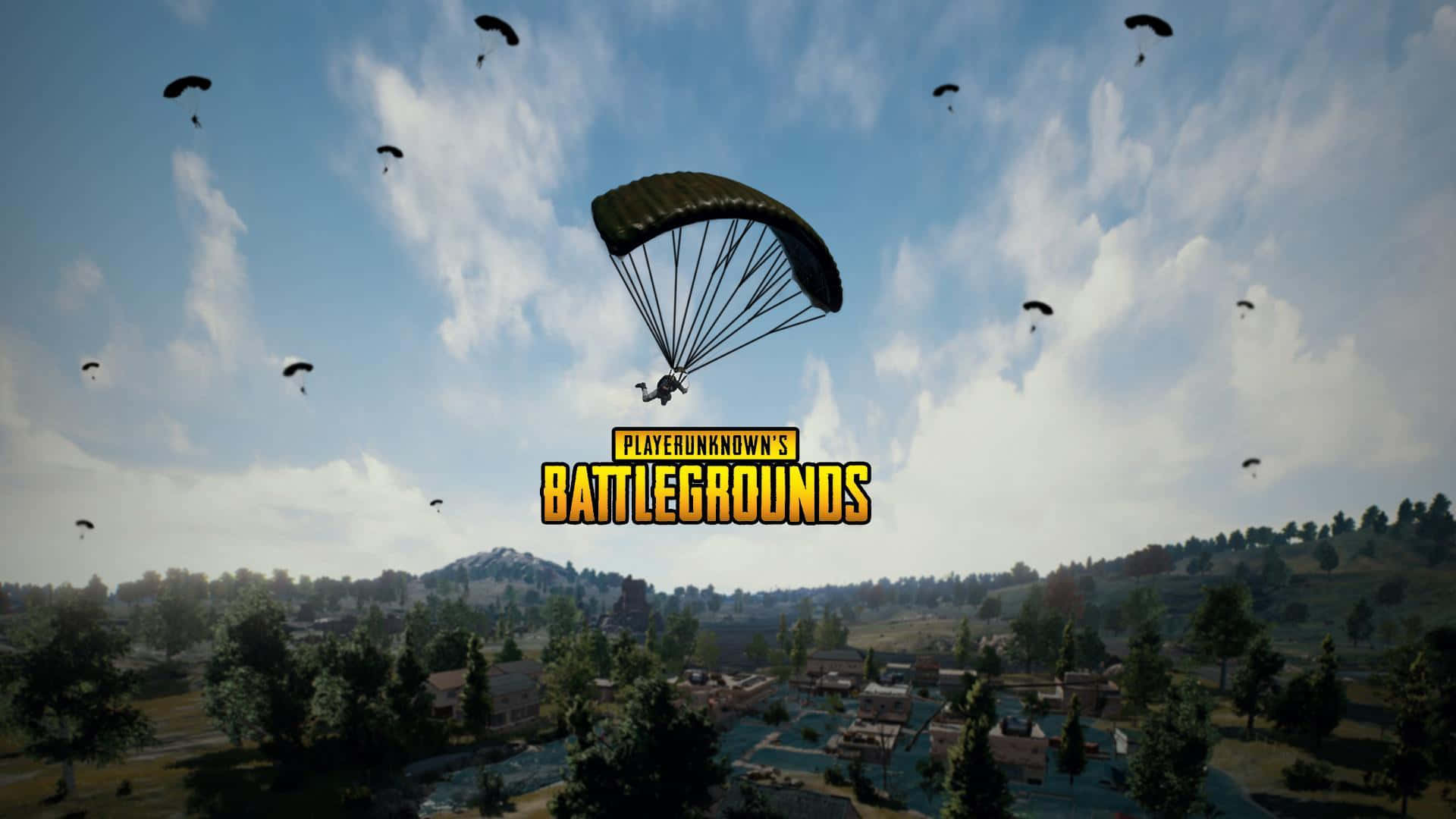 Pubg Mobile - A Parachute Flying Over A Village