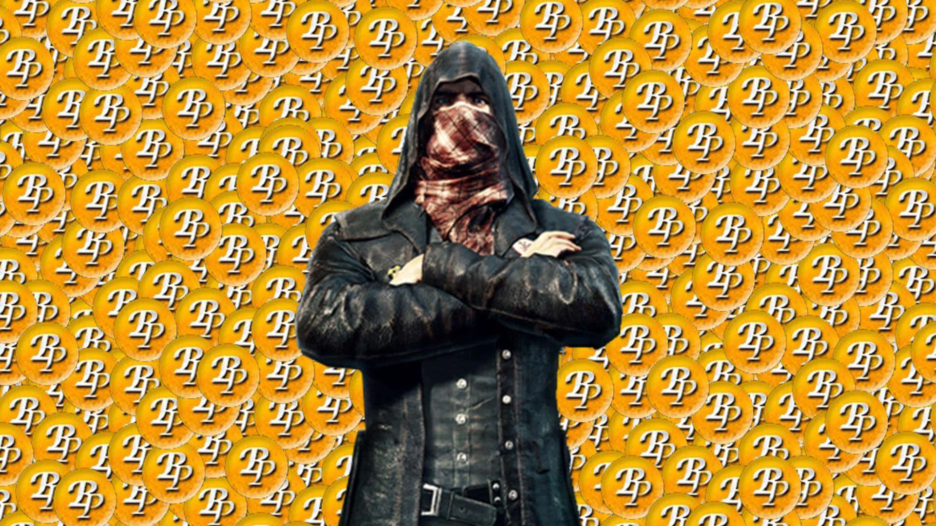 A Man In A Hoodie Standing In Front Of A Gold Background