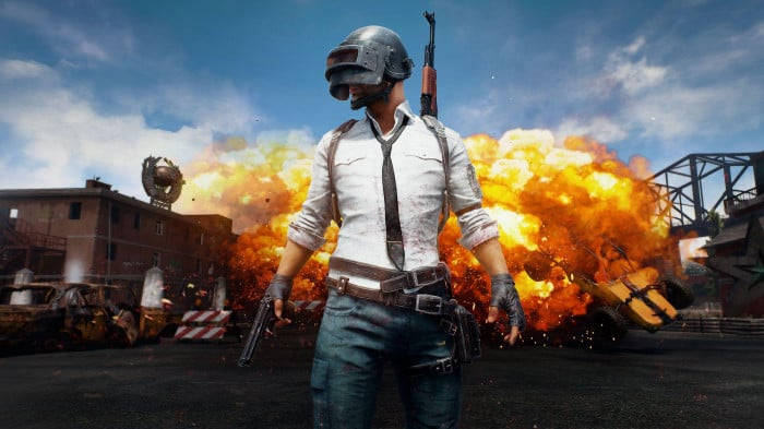 PUBG Banner Mascot In Front Of An Explosion Wallpaper