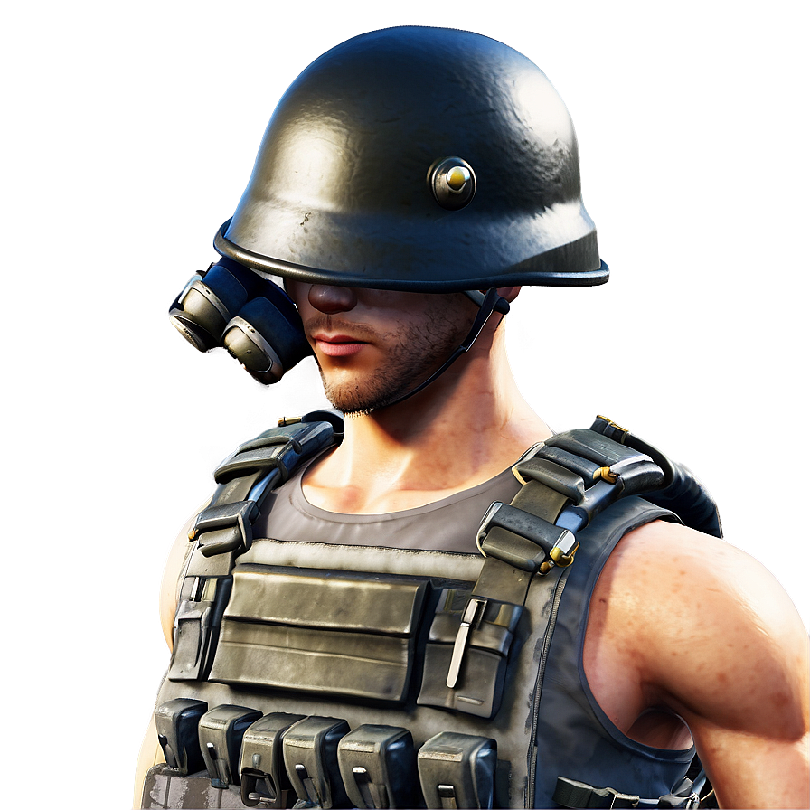 Pubg Character With Helmet Png Qkm PNG