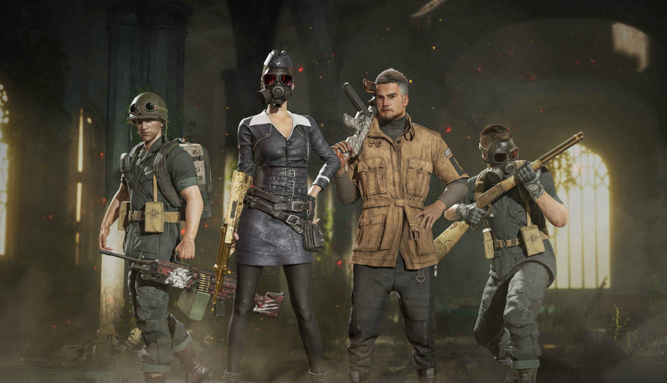 PUBG Characters Together 1366x768 Wallpaper