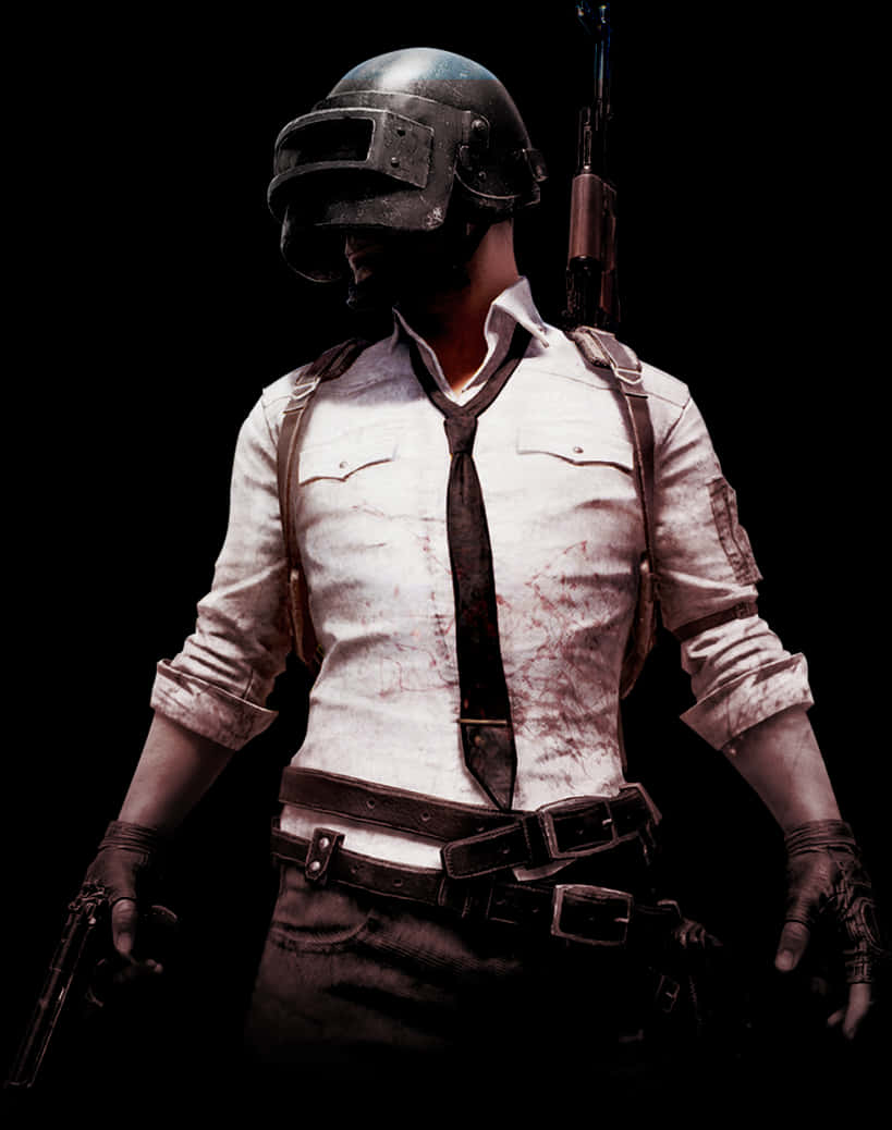 Pubg Characterwith Helmetand Gun PNG