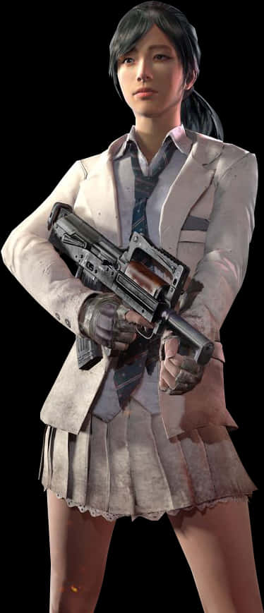 Pubg Female Character With Gun PNG