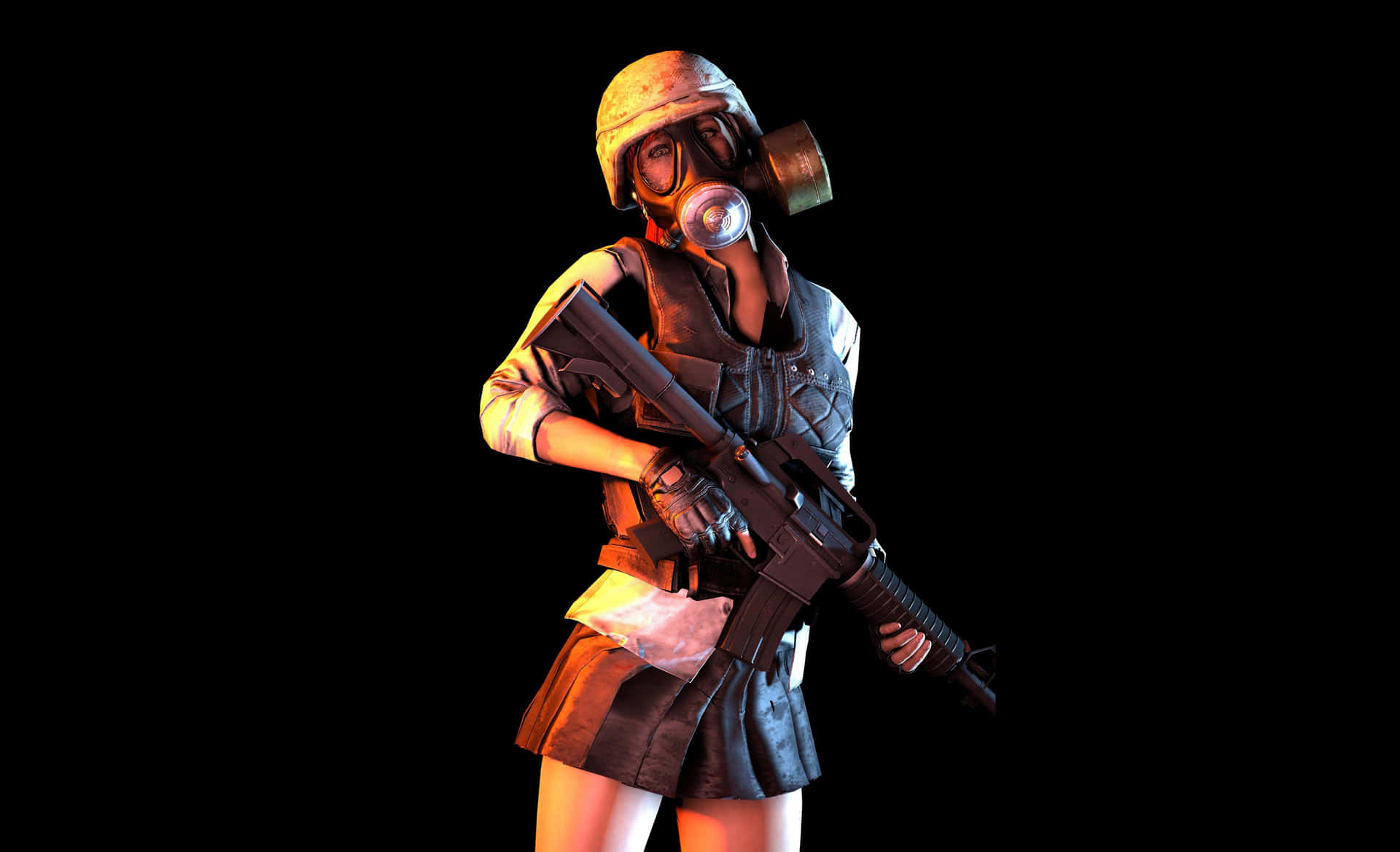 PUBG Girl Character With Gas Mask Wallpaper