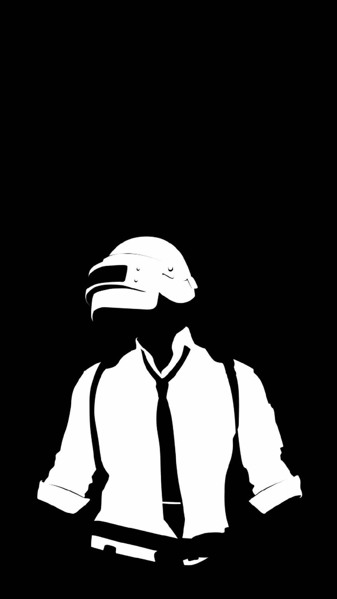 Pubg Hd Black And White Helmet Character Wallpaper