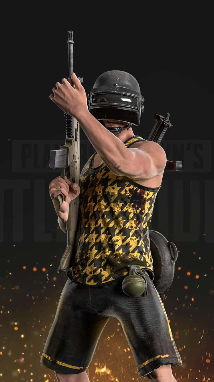 Male Character Holding Scar-L PUBG iPhone Wallpaper