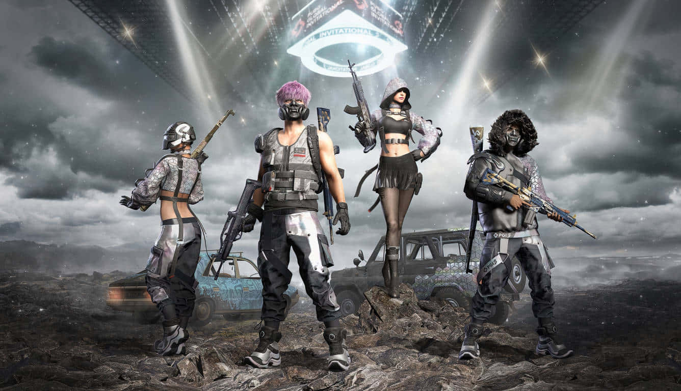 Pubg Mobile - A Group Of People Standing In Front Of A Car Wallpaper