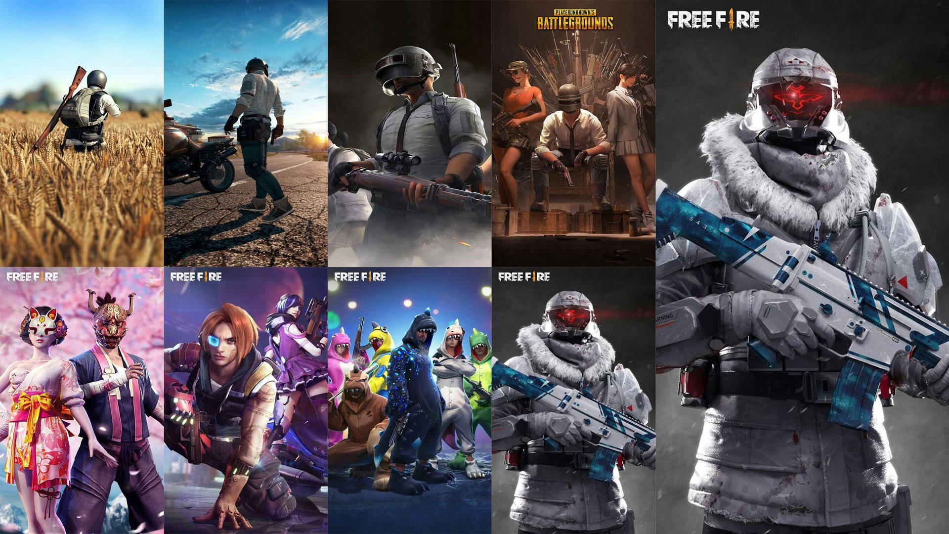 Pubg Vs Free Fire Posters Collage