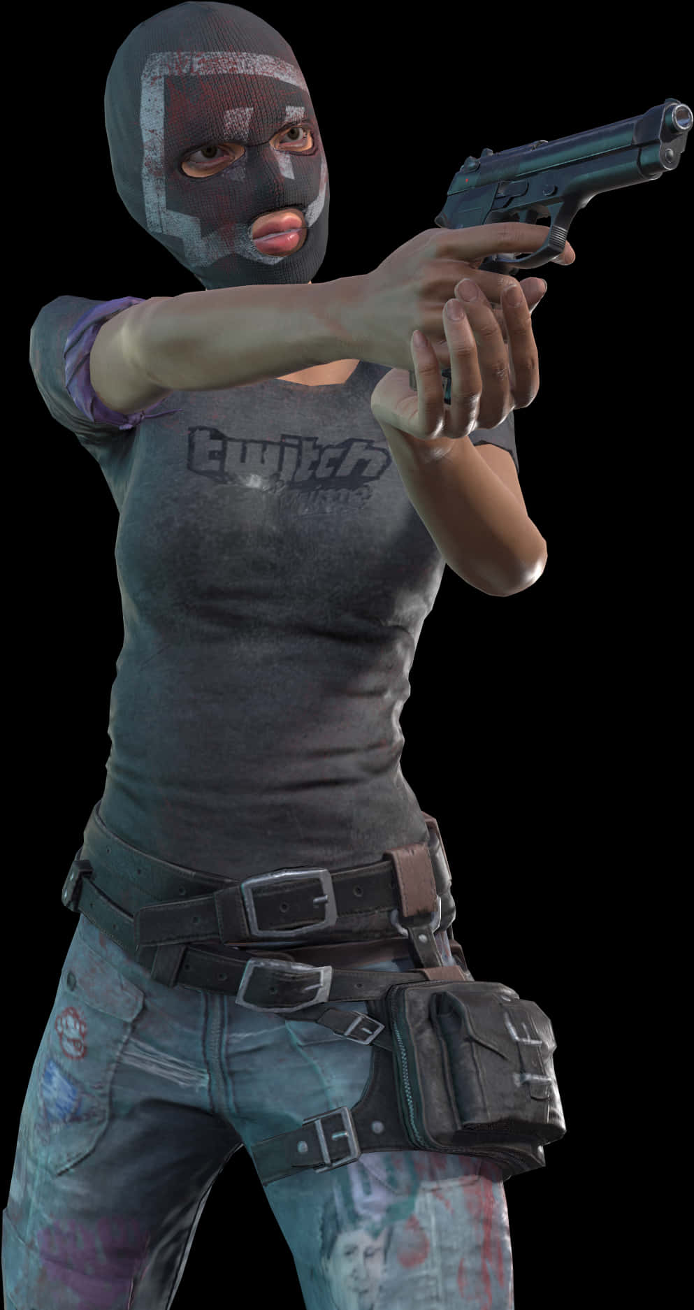 Pubg_ Female_ Character_ With_ Gun PNG